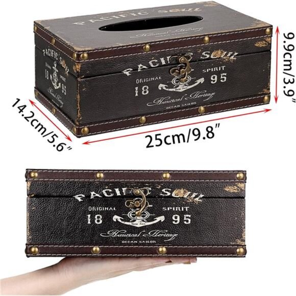 Sumnacon Tissue Box Cover Rectangle Tissue Box with Lid,Wooden Tissue Box - Picture 3 of 16